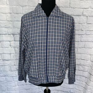 Petites by par blouseworks plaid full zip jacket w/elastic cuffs & waistband L